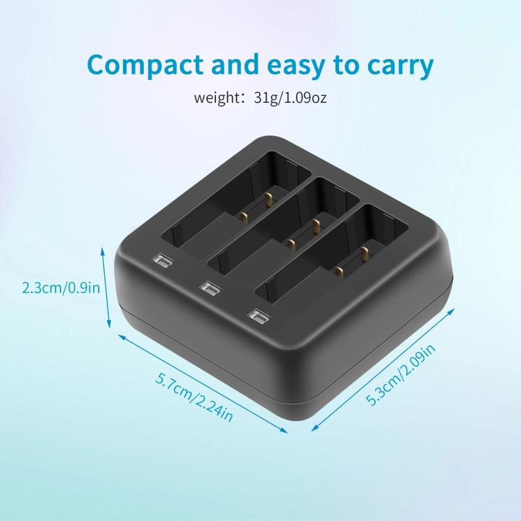 For DJI Osmo Action 4/Action 3 YX 3-Slot Battery Charger Hub Compact Charging Station(Black)