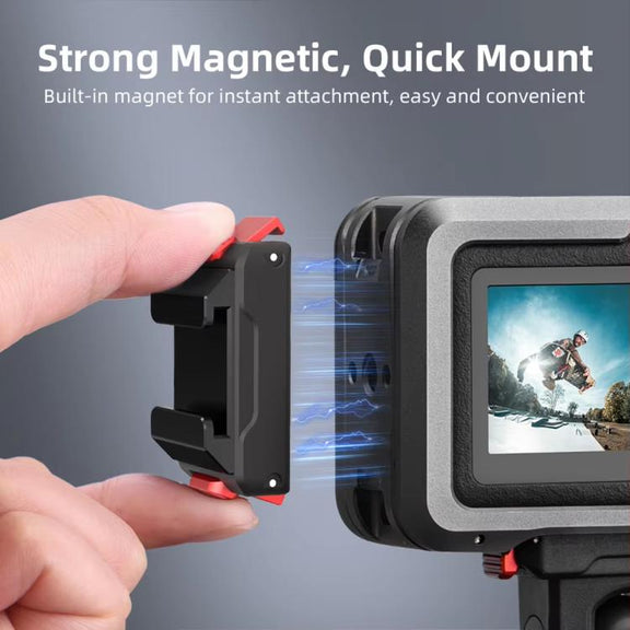 For DJI Osmo Action 5 Pro/Action 4/Action 3 Magnetic Quick Release Adapter with Cold Shoe Mount Base(Black)