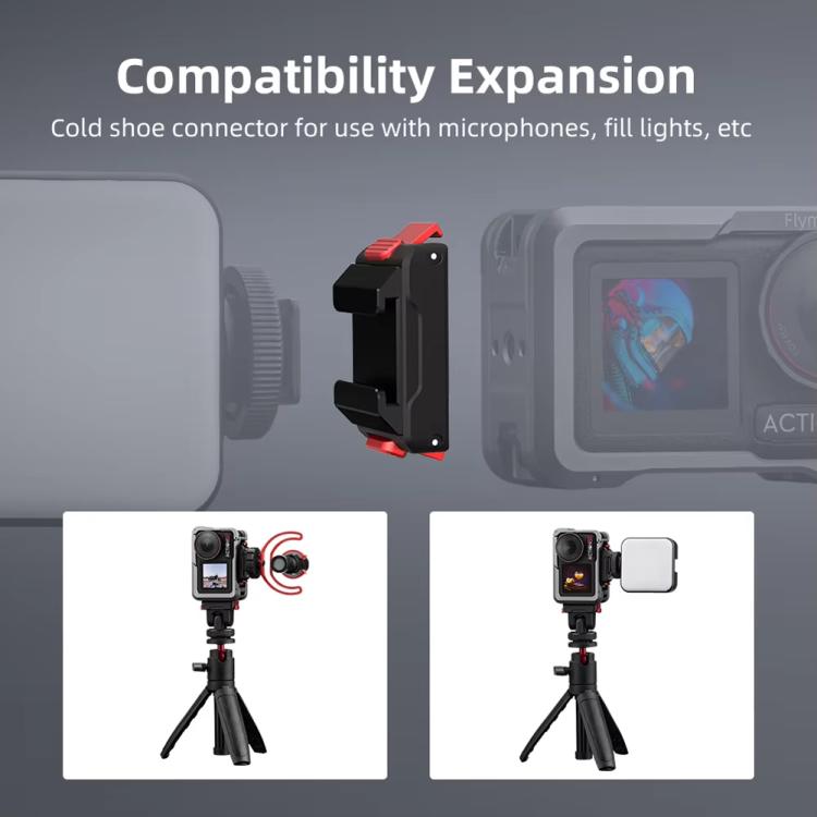 For DJI Osmo Action 5 Pro/Action 4/Action 3 Magnetic Quick Release Adapter with Cold Shoe Mount Base(Black)