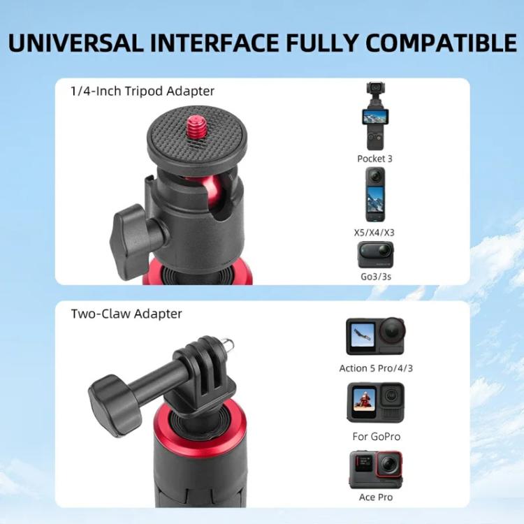 Flymile 1.6m Extendable Selfie Stick Tripod For Action Cameras One-Button Quick Setup Monopod With Wide-Angle View