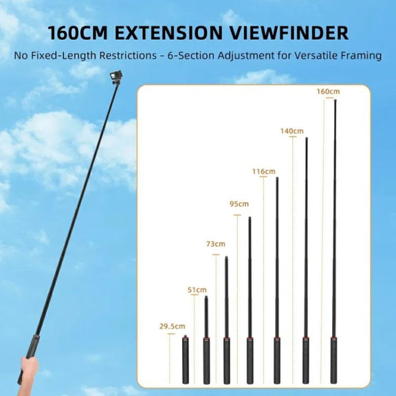Flymile 1.4m Extendable Selfie Stick Tripod For Action Cameras One-Button Quick Setup Monopod With Wide-Angle View