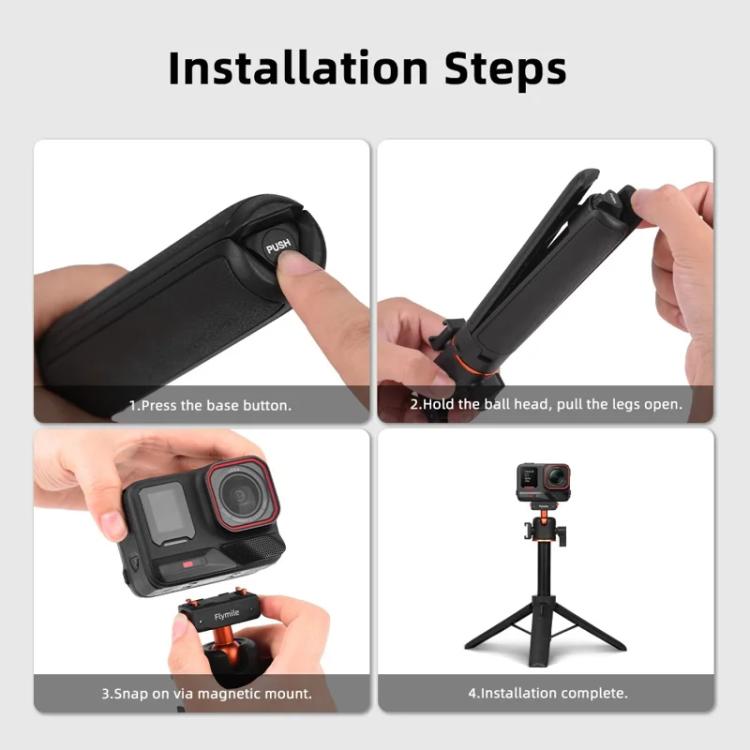 Flymile 20-54cm Magnetic Quick-Release Tripod for Insta360 Ace Pro 2/X5/X4/X3/X2/Ace Pro/Ace(Black) - free shipping - PMC Jewellery - Order now!