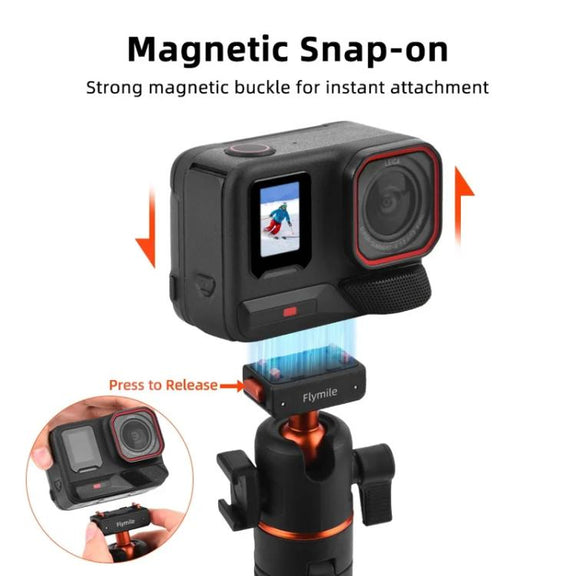 Flymile 20-54cm Magnetic Quick-Release Tripod for Insta360 Ace Pro 2/X5/X4/X3/X2/Ace Pro/Ace(Black)
