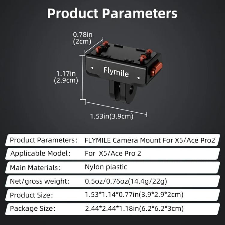 Flymile Plastic Magnetic Quick-Release Base For Insta360 Ace Pro 2/X5/X4/X3/X2/Ace Pro/Ace(Black) - free shipping - PMC Jewellery - Order now!