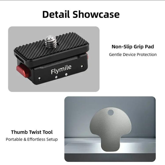 Flymile Magnetic Quick-Release Base 1/4 Inch Thread Foldable Extension Kit for Insta360 Ace Pro 2/Ace Pro/Ace/X5/X4/X3/X2(Black)