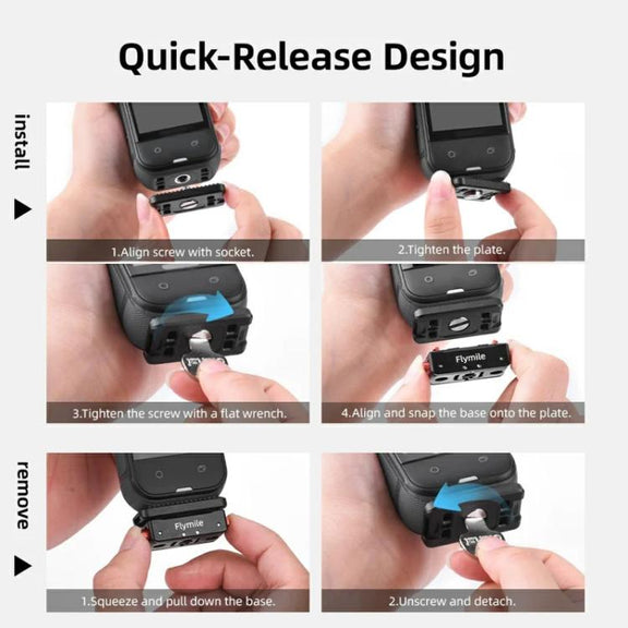 Flymile Magnetic Quick-Release Base 1/4 Inch Thread Foldable Extension Kit for Insta360 Ace Pro 2/Ace Pro/Ace/X5/X4/X3/X2(Black)