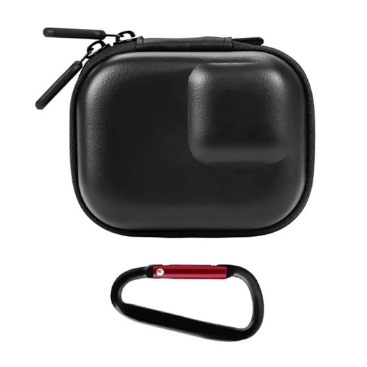 Flymile PU Mini Camera Case with Carabiner For Caged DJI Action 3/4/5 Pro/Insta360 Ace Pro 2/1/GoPro(Black) - free shipping - PMC Jewellery - Order now!