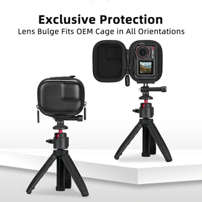 Flymile PU Mini Camera Case with Carabiner For Caged DJI Action 3/4/5 Pro/Insta360 Ace Pro 2/1/GoPro(Pink) - free shipping - PMC Jewellery - Order now!