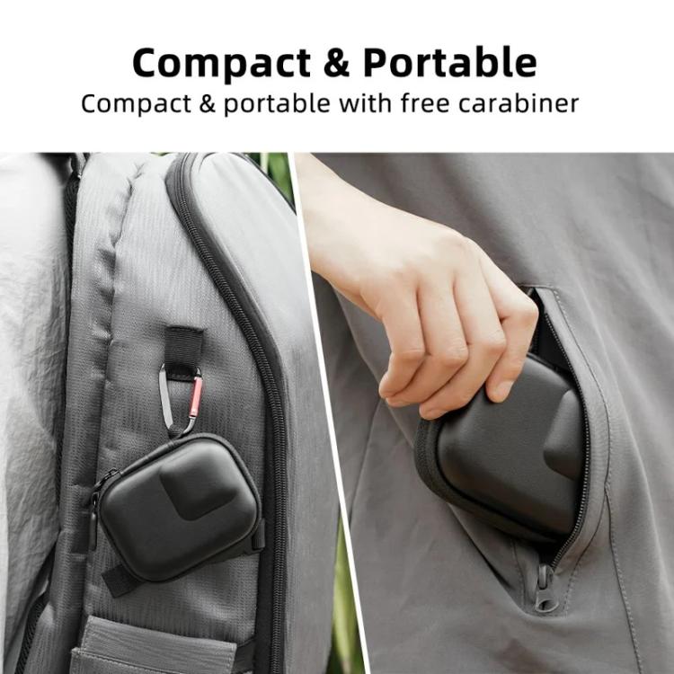 Flymile PU Mini Camera Case with Carabiner For Caged DJI Action 3/4/5 Pro/Insta360 Ace Pro 2/1/GoPro(Black) - free shipping - PMC Jewellery - Order now!