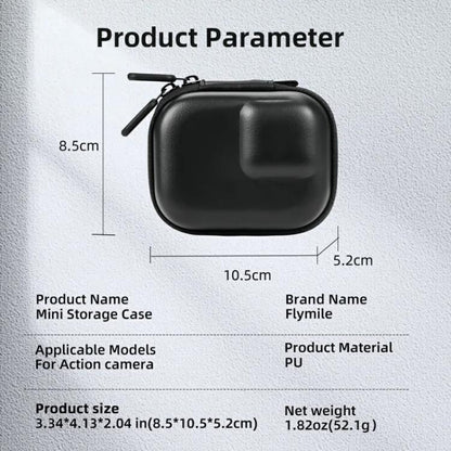 Flymile PU Mini Camera Case with Carabiner For Caged DJI Action 3/4/5 Pro/Insta360 Ace Pro 2/1/GoPro(Black) - free shipping - PMC Jewellery - Order now!