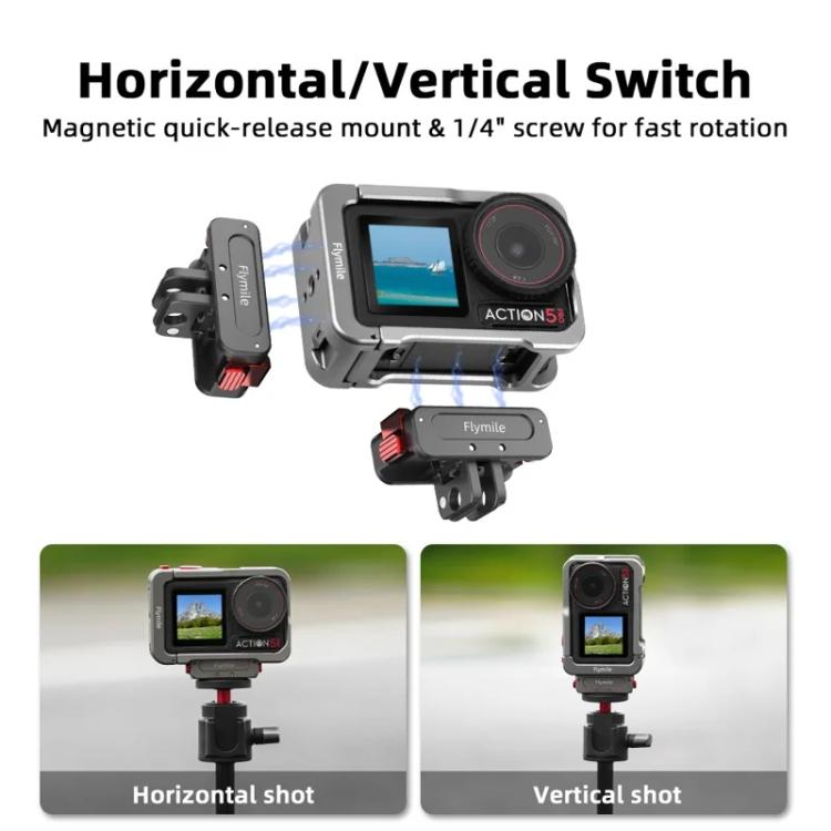 For DJI Osmo Action 5 Pro/4/3 Flymile Metal Protective Cage with Cold Shoe Mount(Metal Color) - free shipping - PMC TechLife - Order now!