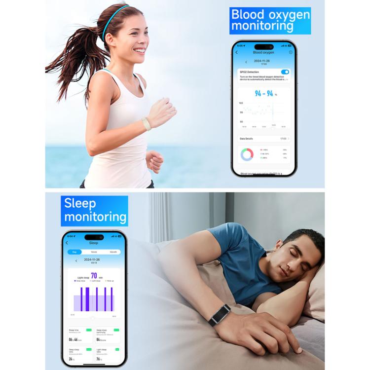 Dual PD Real-Time Heart Rate Blood Oxygen Real-Time Sleep Exercise Health Bracelet(White)