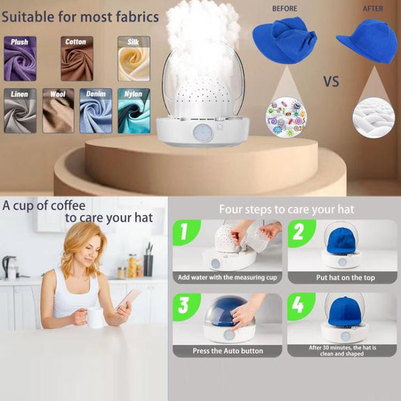 Multifunctional Hat Wig Care Cleaning Disinfection Steam Ironing Machine(UK Plug)