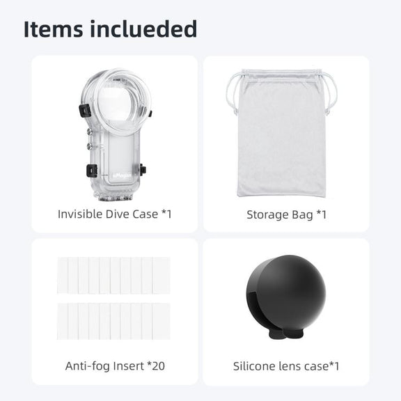 For Insta360 X5 AMagisn 60m/196ft Diving Case Quick-Release Full Invisible Water-resistant Underwater Housing