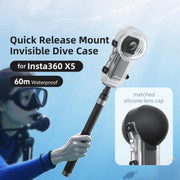 For Insta360 X5 AMagisn 60m/196ft Diving Case Quick-Release Full Invisible Water-resistant Underwater Housing