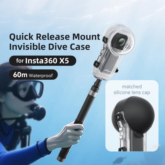 For Insta360 X5 AMagisn 60m/196ft Diving Case Quick-Release Full Invisible Water-resistant Underwater Housing