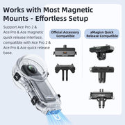 For Insta360 X5 AMagisn 60m/196ft Diving Case Quick-Release Full Invisible Water-resistant Underwater Housing