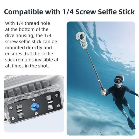For Insta360 X5 AMagisn 60m/196ft Diving Case Quick-Release Full Invisible Water-resistant Underwater Housing