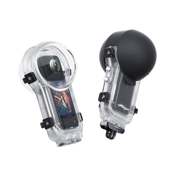 For Insta360 X5 AMagisn 60m/196ft Diving Case Quick-Release Full Invisible Water-resistant Underwater Housing