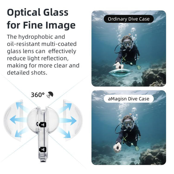 For Insta360 X5 AMagisn 60m/196ft Diving Case Quick-Release Full Invisible Water-resistant Underwater Housing