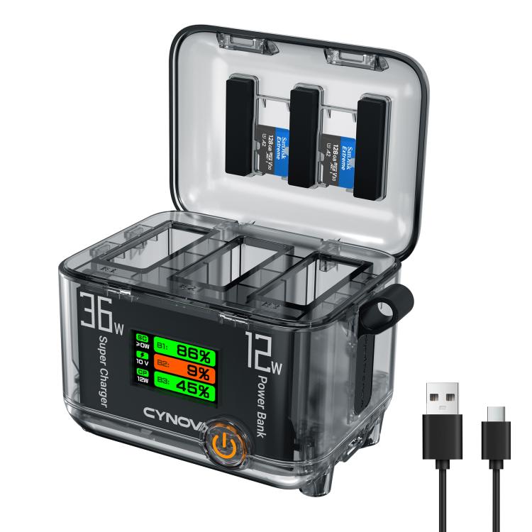 CYNOVA Fast Charging Hub for DJI Osmo 360/Action 5 Pro/4/3 With 1.14 inch TFT LCD Display(Translucent) - free shipping - PMC Jewellery - Order now!