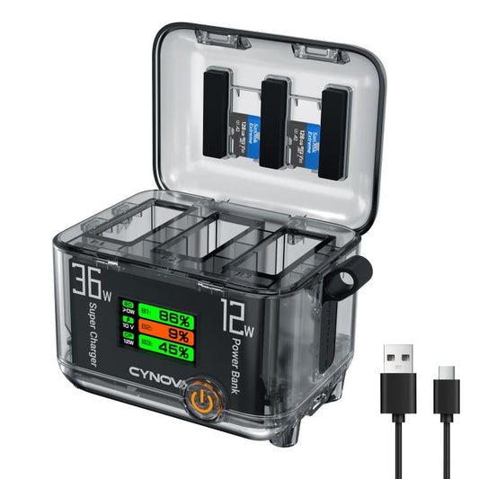 CYNOVA Fast Charging Hub for DJI Osmo 360/Action 5 Pro/4/3 With 1.14 inch TFT LCD Display(Translucent) - free shipping - PMC Jewellery - Order now!