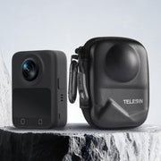 TELESIN Full-Coverage PU Carrying Case for DJI Osmo 360 Camera Protective Pouch with Carabiner Clip