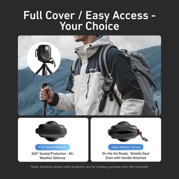 TELESIN Full-Coverage PU Carrying Case for DJI Osmo 360 Camera Protective Pouch with Carabiner Clip