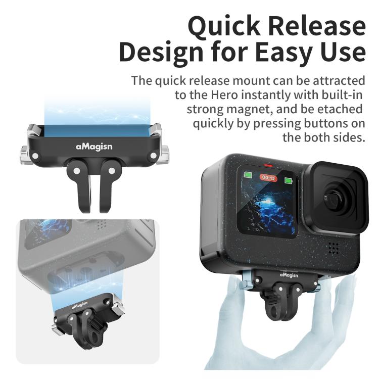 aMagisn Magnetic Quick Release Adapter for GoPro HERO13/12/11/10/9/8/11 Mini/MAX Separate Top Mount Plate