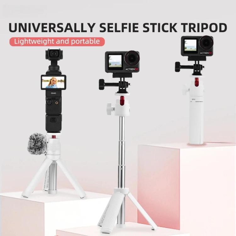 Flymile 15.8-30.8cm Tripod Selfie Stick for Action Cameras With 360-degree Adjustable Ball Head & Cold Shoe(White)