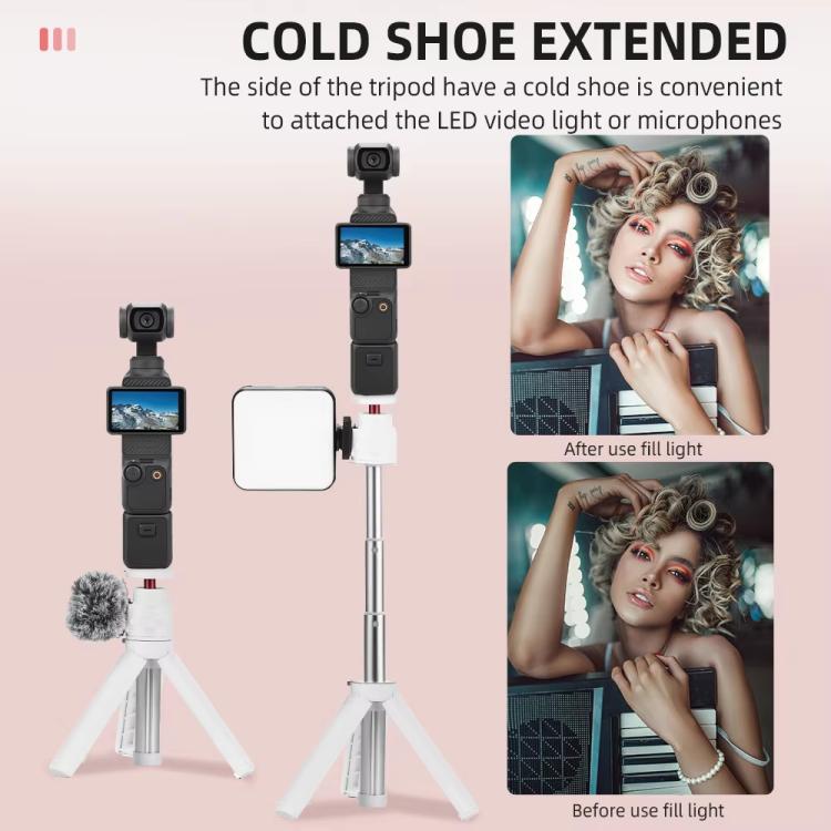 Flymile 15.8-30.8cm Tripod Selfie Stick for Action Cameras With 360-degree Adjustable Ball Head & Cold Shoe(White) - free shipping - PMC Jewellery - Order now!