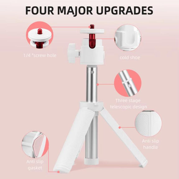 Flymile 15.8-30.8cm Tripod Selfie Stick for Action Cameras With 360-degree Adjustable Ball Head & Cold Shoe(White)
