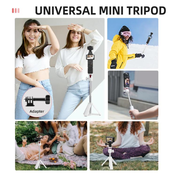 Flymile 15.8-30.8cm Tripod Selfie Stick for Action Cameras With 360-degree Adjustable Ball Head & Cold Shoe(White) - free shipping - PMC Jewellery - Order now!