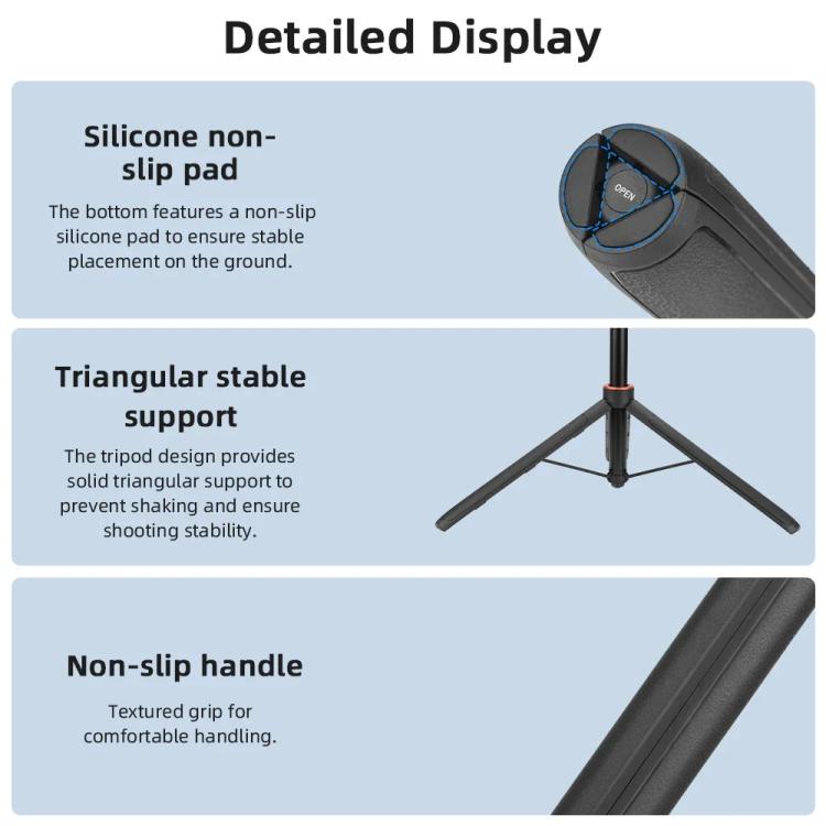 Flymile 1.63m Magnetic Quick-Release Tripod Selfie Stick for Action Cameras for Vlogging, Outdoor Sports(Black) - free shipping - PMC Jewellery - Order now!