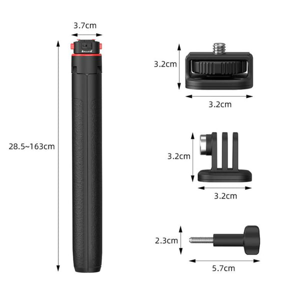 Flymile 1.63m Magnetic Quick-Release Tripod Selfie Stick for Action Cameras for Vlogging, Outdoor Sports(Black)