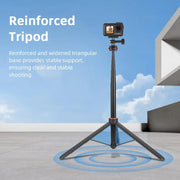 Flymile 1.63m Magnetic Quick-Release Tripod Selfie Stick for Action Cameras for Vlogging, Outdoor Sports(Black)