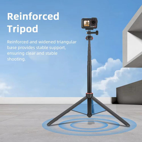 Flymile 1.63m Magnetic Quick-Release Tripod Selfie Stick for Action Cameras for Vlogging, Outdoor Sports(Black)