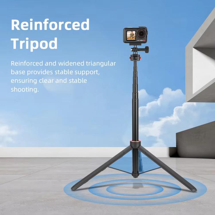 Flymile 1.63m Magnetic Quick-Release Tripod Selfie Stick for Action Cameras for Vlogging, Outdoor Sports(Black)