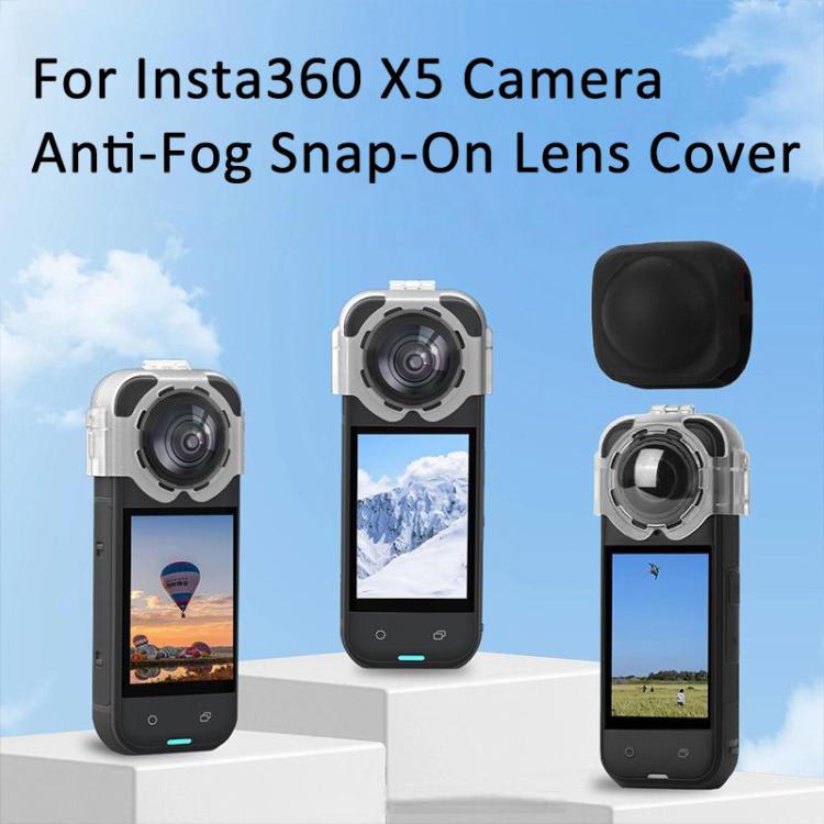For Insta360 X5 Camera Anti-Fog Snap-On Protective Lens Cover Lens Guards(Transparent)