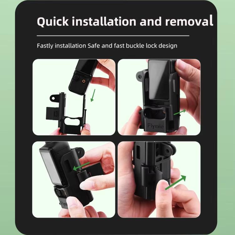 For DJI Osmo Pocket 3 Flymile Multi-Purpose Adapter Frame Expandable Mount(Black)