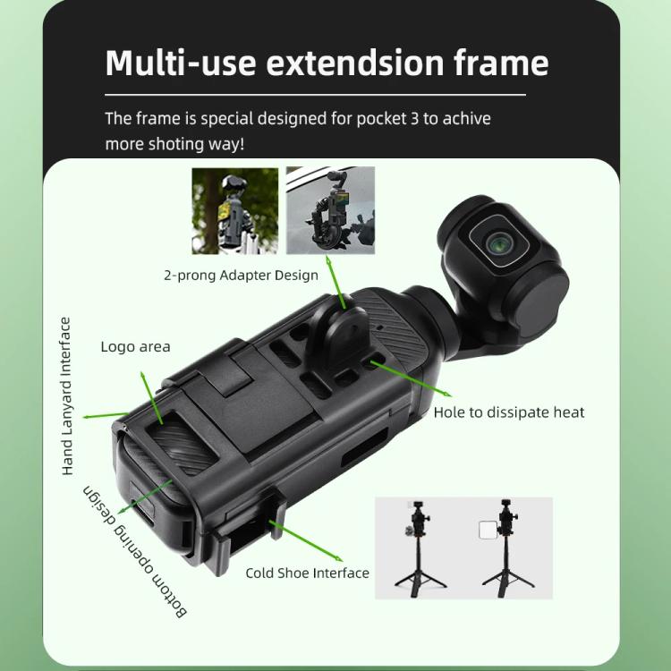 For DJI Osmo Pocket 3 Flymile Multi-Purpose Adapter Frame Expandable Mount(Black)