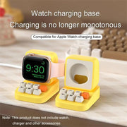 For Apple Watch Typewriter Style Stand Wireless Charging Silicone Base(Purple)