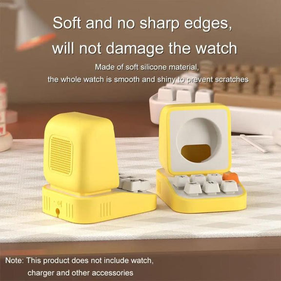 For Apple Watch Typewriter Style Stand Wireless Charging Silicone Base(Purple)