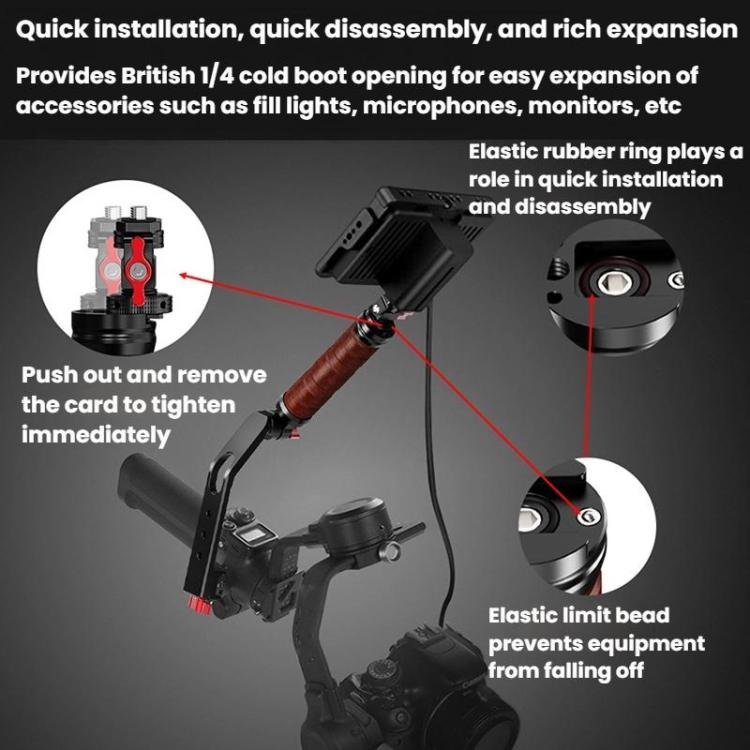 Gimbal Wooden Handle Chute Snail Gimbal Side Handle Grip,For DJI RS 4 Mini / 4 PRO / 3 / 3 Mini / 3 PRO / 2, Spec: With Chute