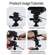 3 Card One Click Clamping Bicycle Stem Camera Mount Cycling Front Light Bracket For Shooting