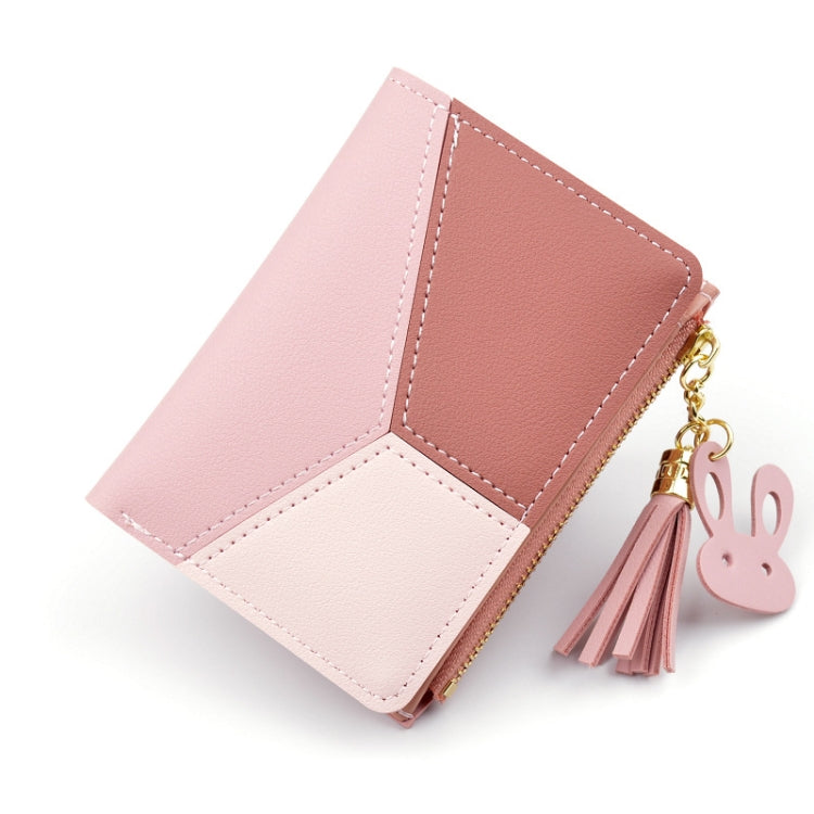 Short Leather Women Zipper Purse Panelled Wallets Trendy Coin Purse(Blue) - Wallets by PMC TechLife | Online Shopping South Africa | PMC TechLife