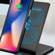 R2 10W Vertical Mobile Phone Wireless Charger Smart Fast Charge Charging Stand Desktop Stand(Black)
