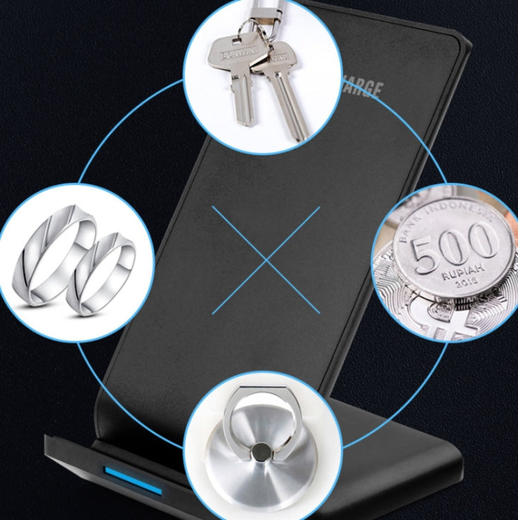 R2 10W Vertical Mobile Phone Wireless Charger Smart Fast Charge Charging Stand Desktop Stand(Black)