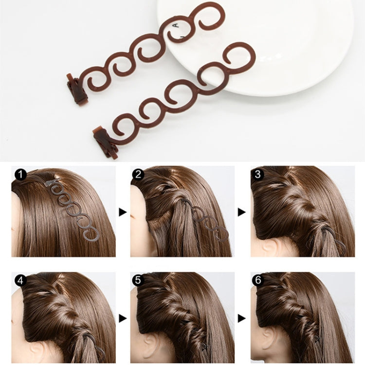 Elegance Hair Braider Flower Magic Hair Clip Queue Twist Plait Hairstyle Styling Accessories,Size:13.5x2.5cm(6090 Coffee)