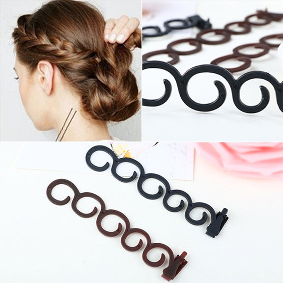 Elegance Hair Braider Flower Magic Hair Clip Queue Twist Plait Hairstyle Styling Accessories,Size:13.5x2.5cm(6090 Coffee)